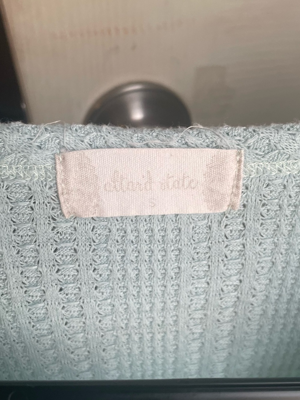 Altar’d State Light Blue Knit Crop Top V-Neck Tie Front Short Sleeve Top - Picture 3 of 4